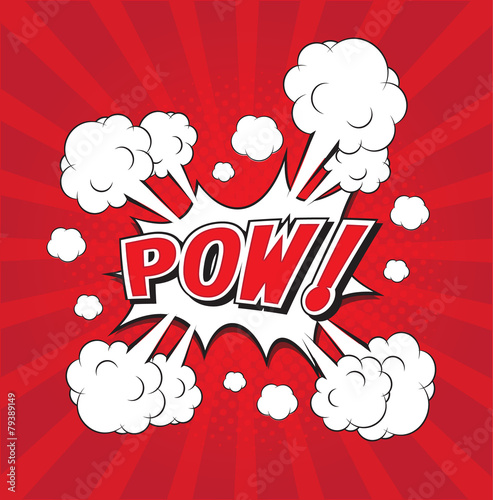 POW! wording sound effect set design for comic background