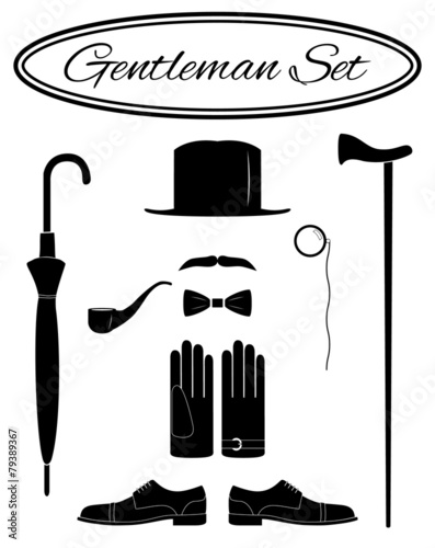 Gentleman icon set, vector illustration