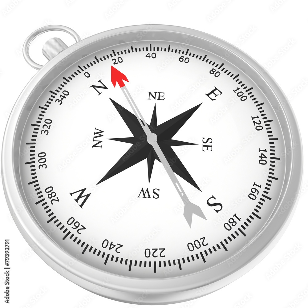 Compass with windrose isolated on white background Compass with windrose isolated on white background