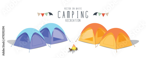 Camping on white background. (Tent)