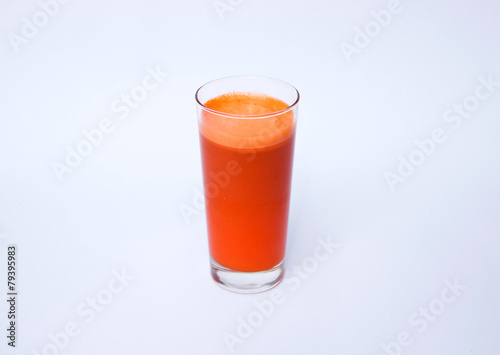 Carrot Juice in Glass Isolated on White Background