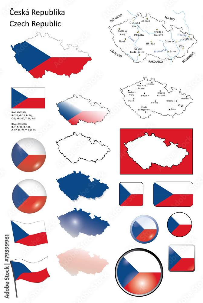 Czech Republic vector set - obrazy, fototapety, plakaty 