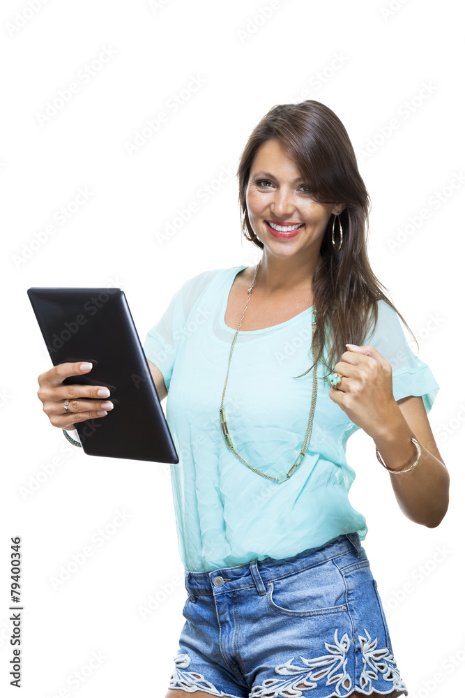 Pretty Woman Browsing at her Tablet Computer Pretty Woman Browsing at her Tablet Computer