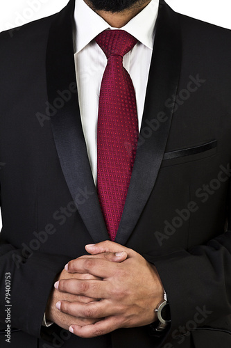 close up portrait of business man body isolated on white backgro