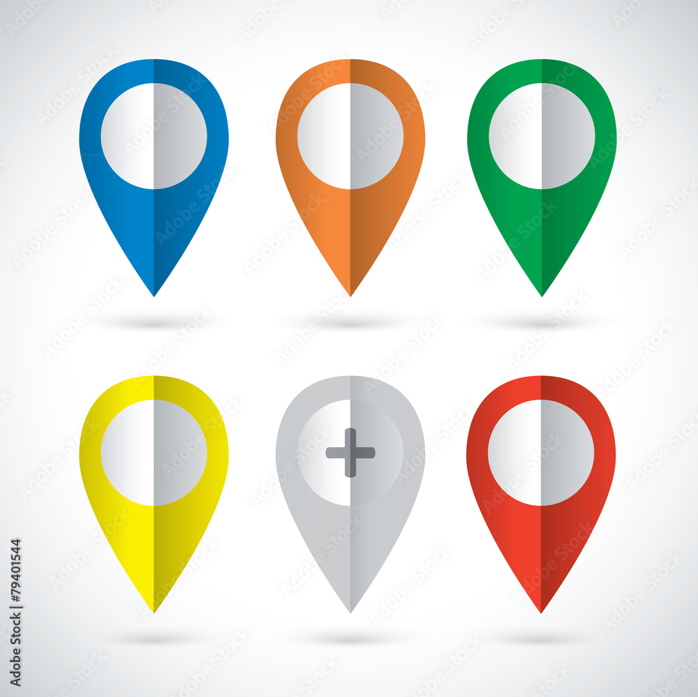 set of bright map pointers set of bright map pointers