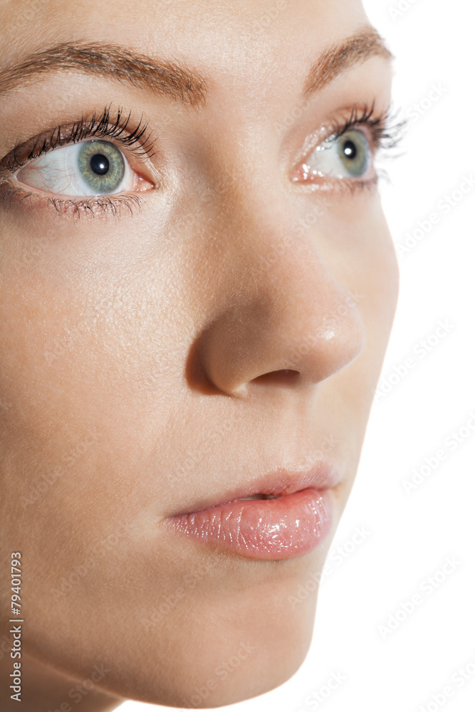 Close up Woman Eye Looking Up Close up Woman Eye Looking Up