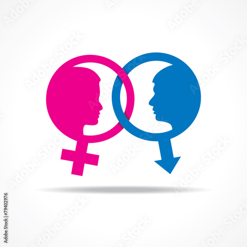 Male and female symbol and face stock vector