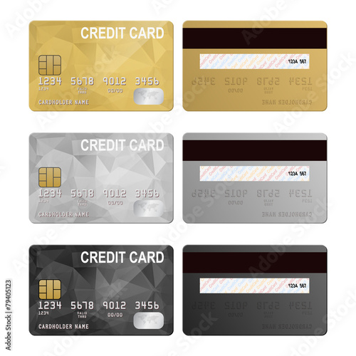 Vector credit cards, front and back view