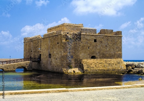 Paphos castle at paphos harbor in Cyprus in the daytime