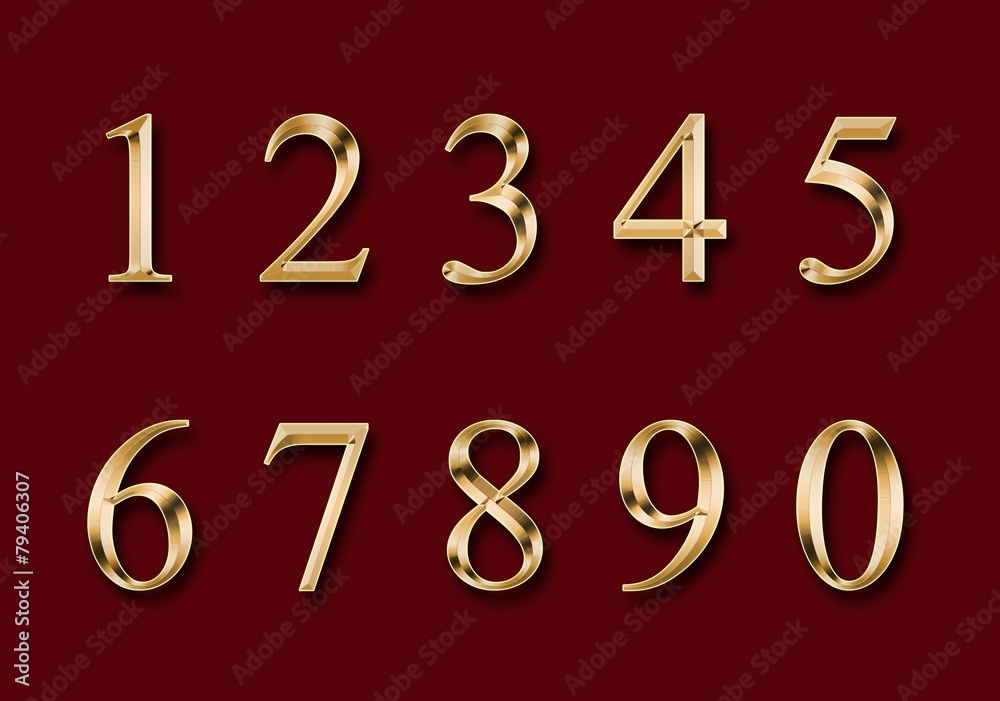 gold figures, isolated on a red background gold figures, isolated on a red background
