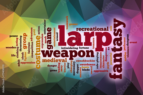 LARP word cloud with abstract background photo