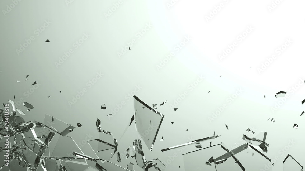 Glass breaking and destruction with slow motion. Alpha