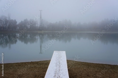 misty lake