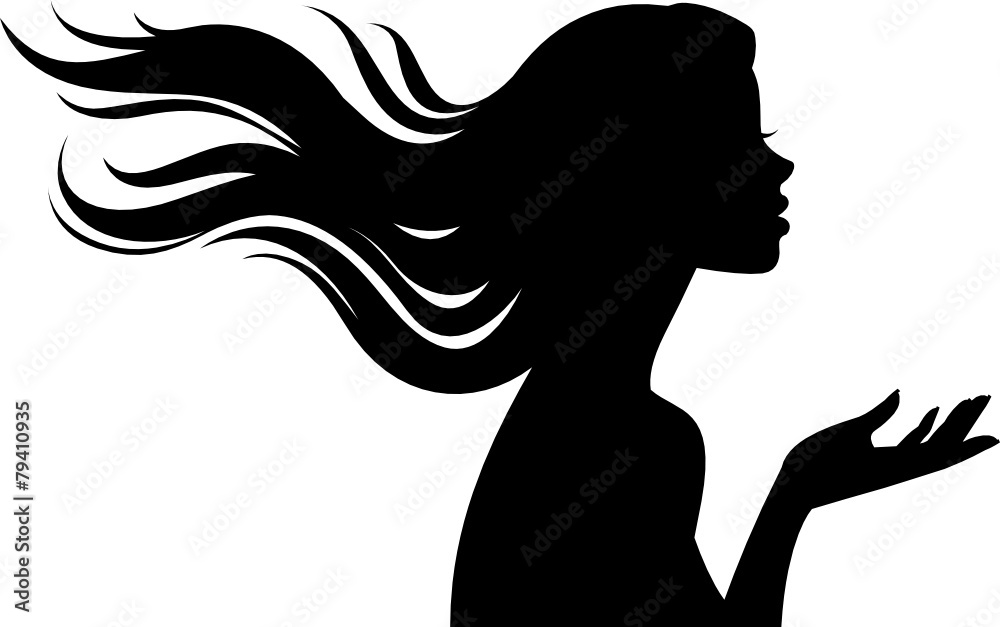 Silhouette of beautiful girl in profile with long hair Silhouette of beautiful girl in profile with long hair