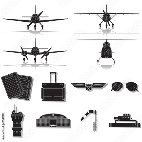 aviation icons set
