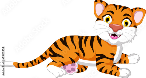 Fototapeta Naklejka Na Ścianę i Meble -  Cute tiger cartoon sitting