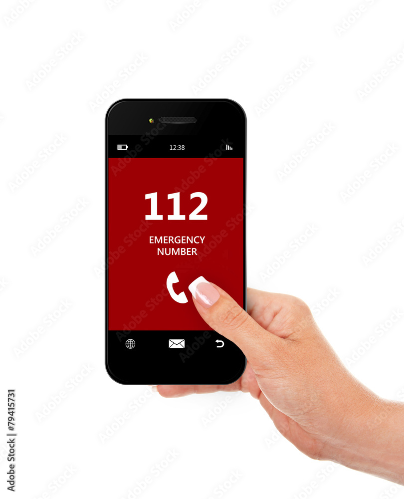 hand holding mobile phone with emergency number 112 isolated ove hand holding mobile phone with emergency number 112 isolated ove