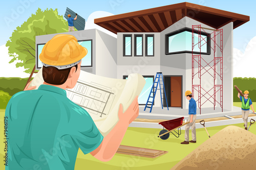 Architect working at the construction site