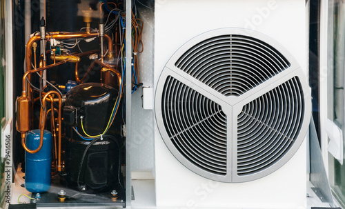 Obraz na płótnie AC Air conditioning unit with transparent front face