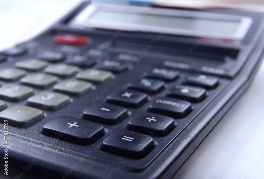 Calculator, pen, folder with documents Calculator, pen, folder with documents