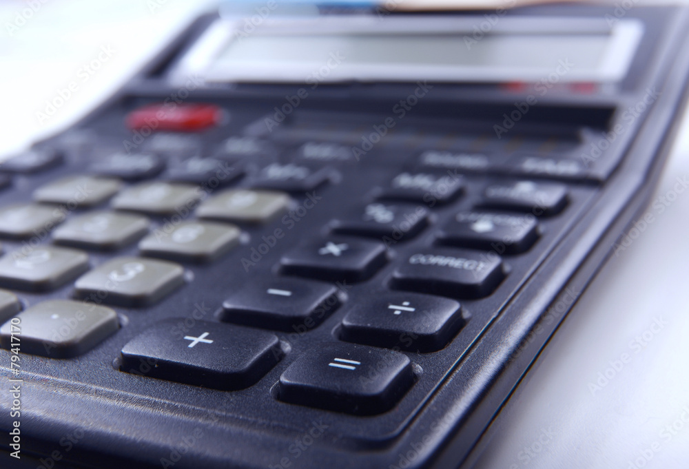 Calculator, pen, folder with documents Calculator, pen, folder with documents