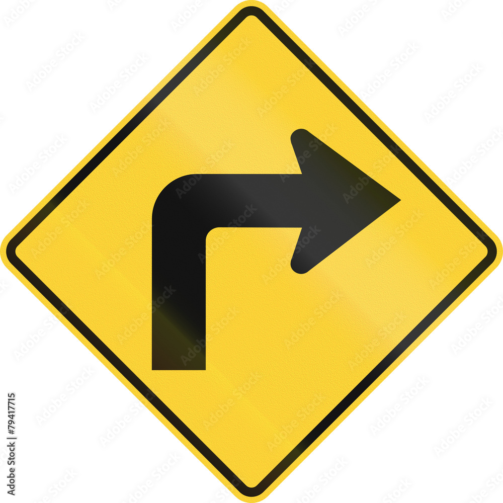 US road warning sign: Right curve ahead US road warning sign: Right curve ahead