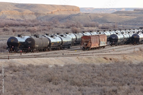 Waiting to fill rail oil tankers