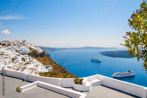 White architecture on Santorini island, Greece.