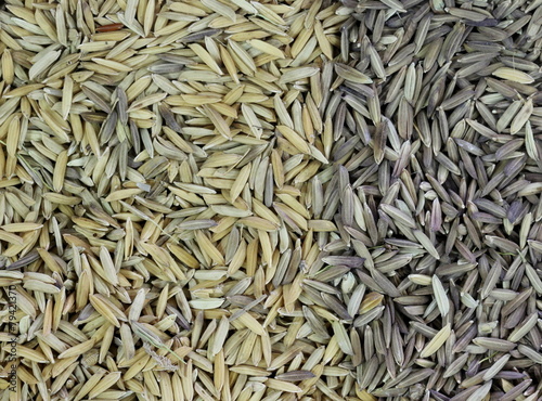 close up organic rice in sack bag