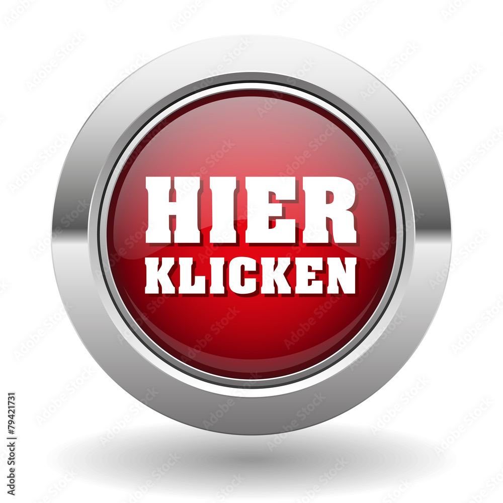 Roter hier klicken Button mit metall Rand Roter hier klicken Button mit metall Rand