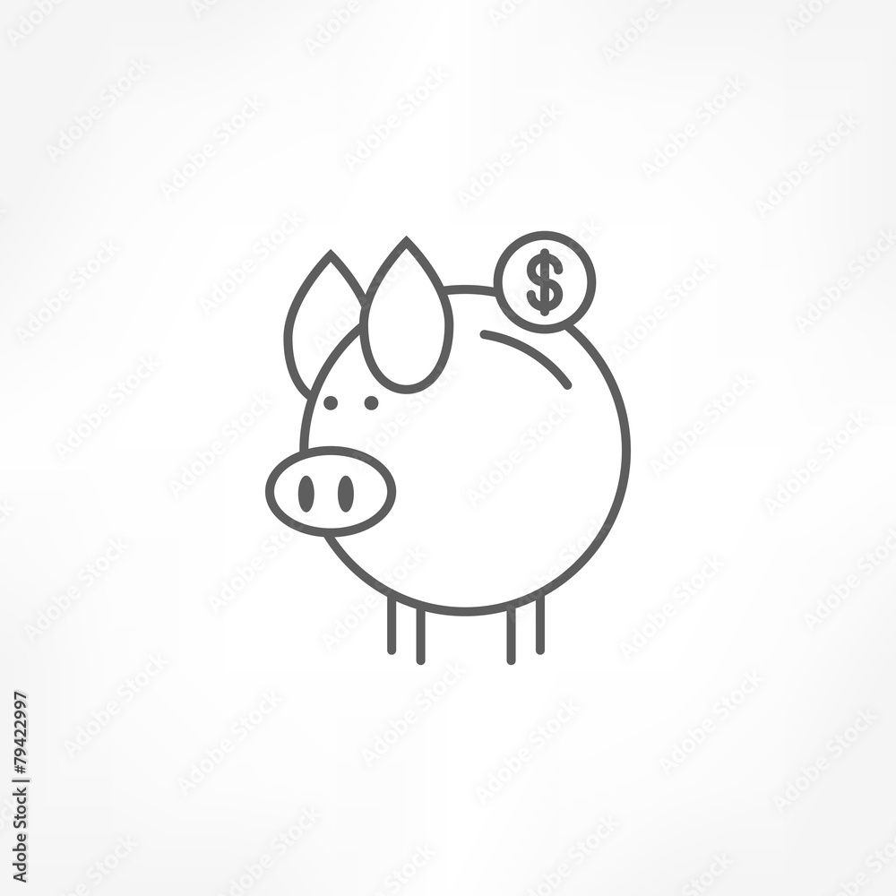 Fototapeta premium piggy bank dollar coin icon
