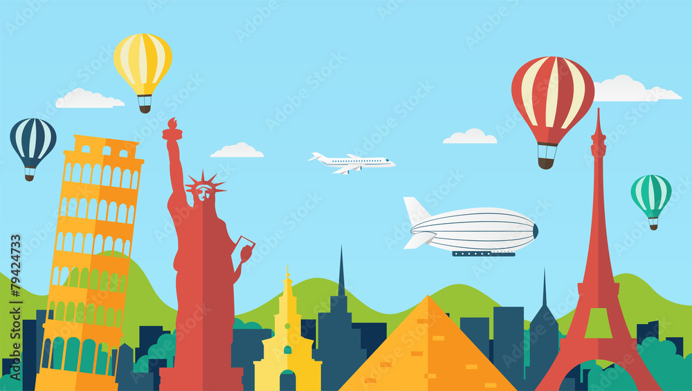 Travel and Tourism Background in Flat Style