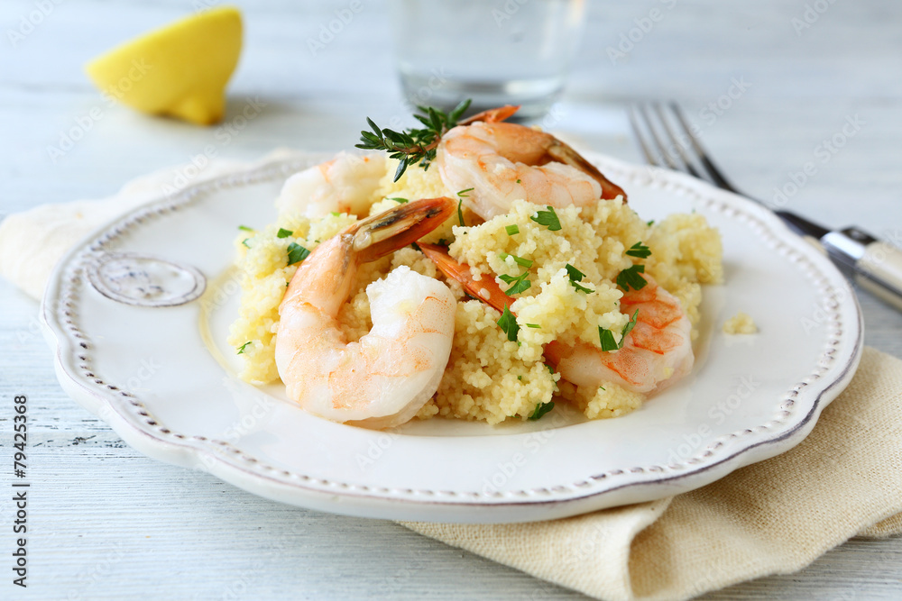 Nutritious couscous with shrimp