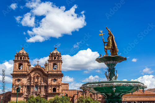 Church and Fountain in Cusco, Peru