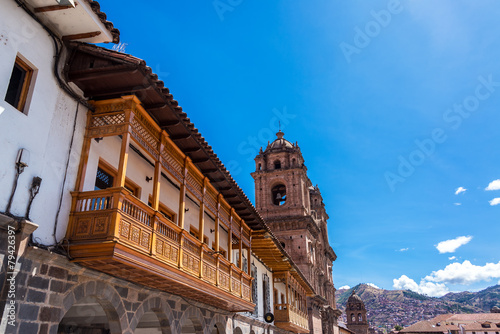 Balconies and Church in Cusco, Peru