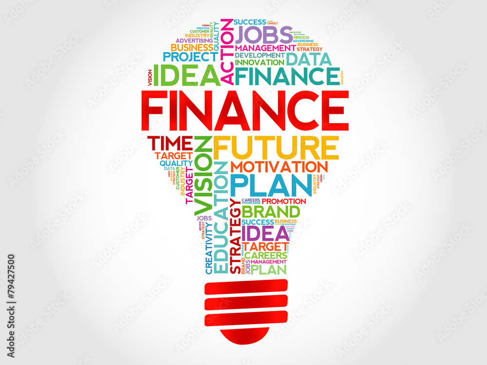 FINANCE bulb word cloud, business concept FINANCE bulb word cloud, business concept