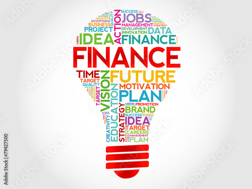 FINANCE bulb word cloud, business concept
