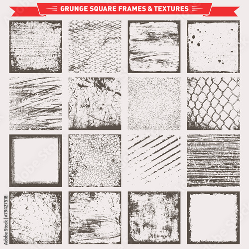 Grunge Square Frames Backgrounds Textures Vector