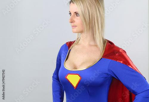 Fotografija beautiful blonde woman dressed as Supergirl