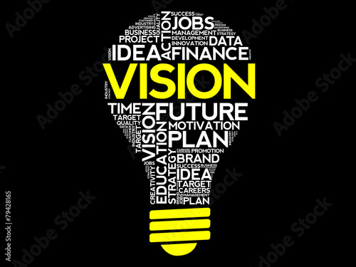 VISION bulb word cloud, business concept