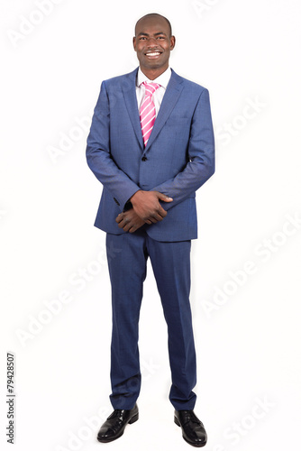 Black businessman wearing suit and tie smiling