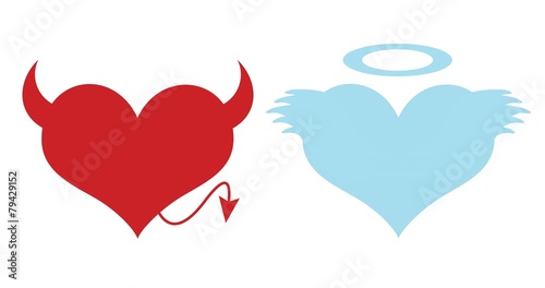 Red and blue hearts. Concept of love