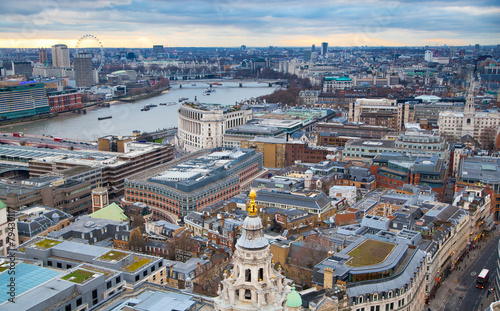 LONDON, UK - AUGUST 9, 2014. London's panorama in sun set