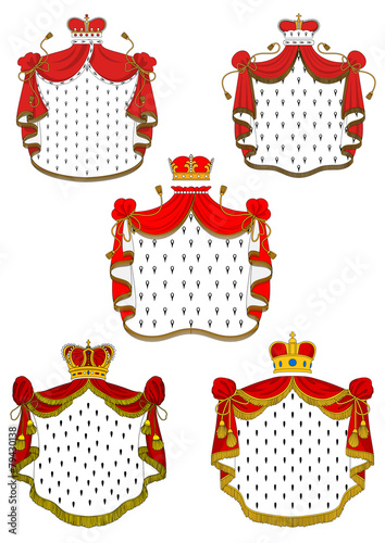 Heraldic red royal mantles set
