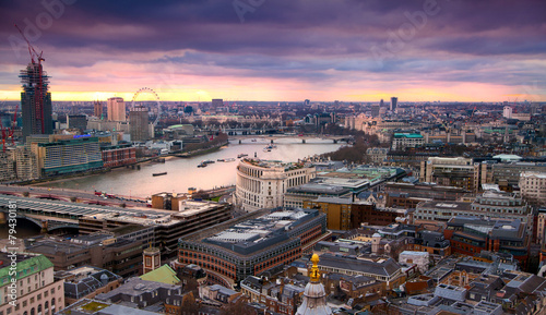 LONDON, UK - AUGUST 9, 2014. London's panorama in sun set