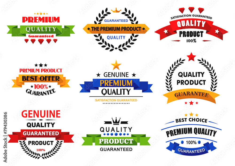 Naklejka premium Flat banners, emblems and labels