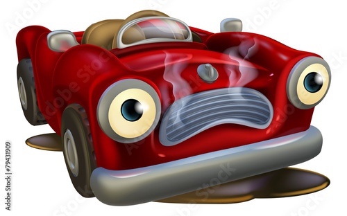 Cartoon car needing repair