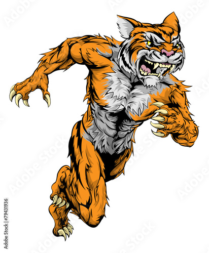 Fototapeta Naklejka Na Ścianę i Meble -  Tiger sports mascot running