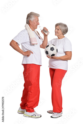 Senior couple exercising