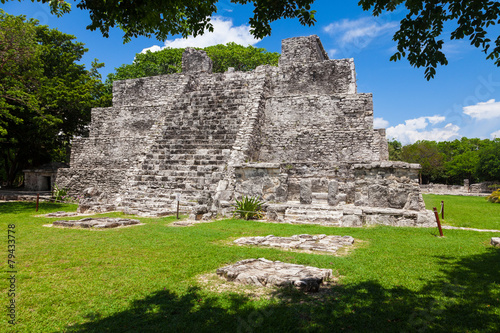 El Meco. Mayan archeological site near Cancun, Mexico. View of t